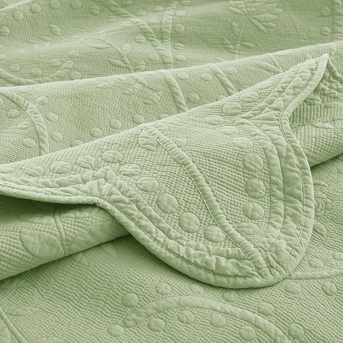 MarCielo 3-Piece 100% Cotton Oversized Bedspread Lightweight Quilt Coverlet - Image 8