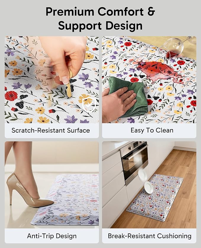 Ophanie Kitchen Mats for Floor, 3/4 inch Thick, 20x48 Anti Fatigue Cushioned Mat - Image 5