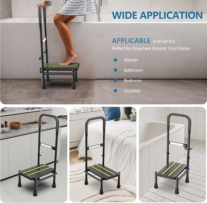 Packve Step Stool with Handle for Elderly, Adjustable Handrail & Leg, Sensor - Image 9