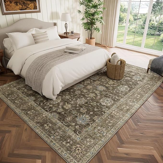 Washable 5x7 Area Rugs for Living Room, Boho Non-Slip Vintage Distress Rugs for - Image 2
