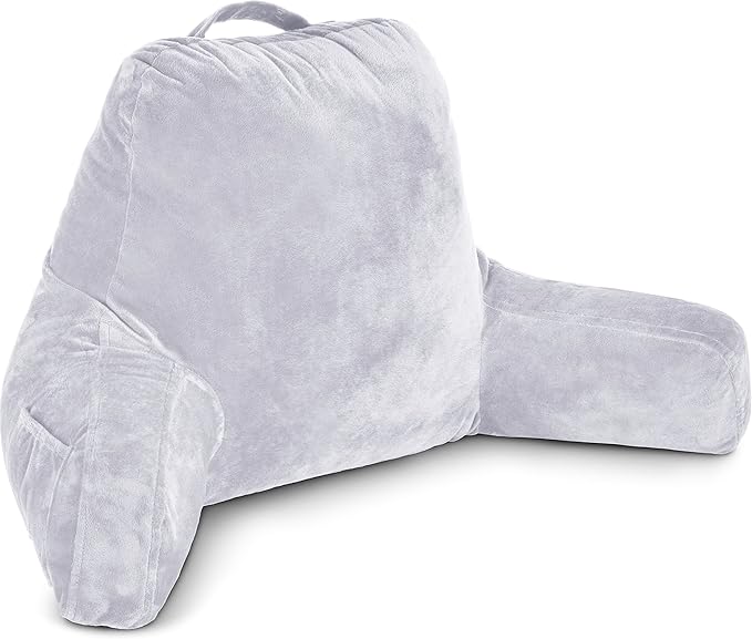 Husband Pillow Light Grey, Original Reading Pillow in Bed Rest Chair, Shredded by HusbandPillow