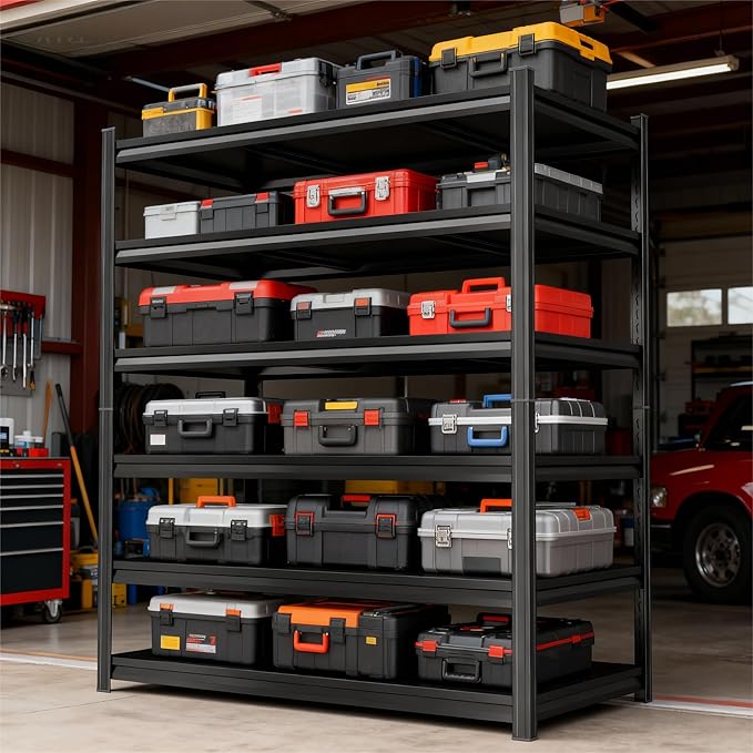 78'' Storage Shelves, 6-Tier Garage Metal Shelving Unit, Double-Layer Column - Image 2