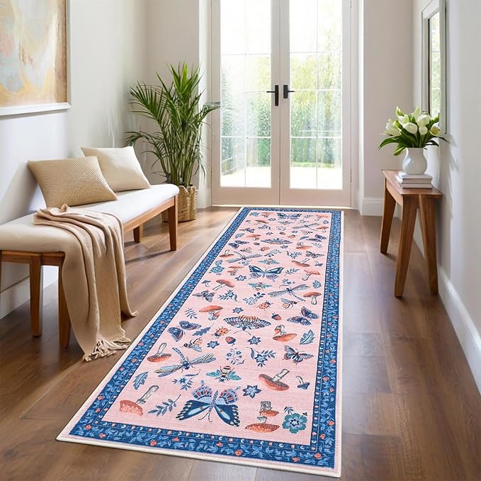 Mushroom Insect 2x6 Runner Rug for Hallway Washable Kitchen Rugs Non Slip - Image 3