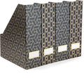 BLU MONACO | Set of 4 Black & Gold Geometric Magazine File Holders by Blu_Monaco