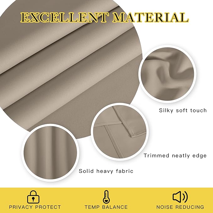 NICETOWN Taupe Blackout Curtains - Image 2