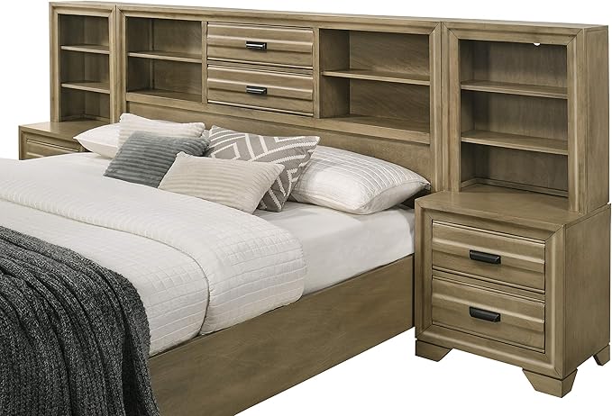 Roundhill Furniture Loiret Light Gray Finish Wood Storage Platform WallBed - Image 4