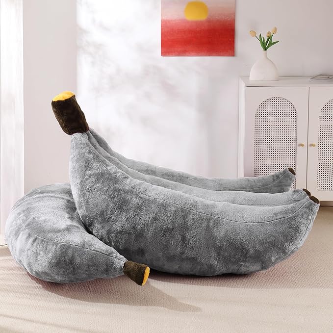 Banana Bean Bag Chair with Ottoman, Floor Sofa Bed with Footrest, Comfy - Image 7