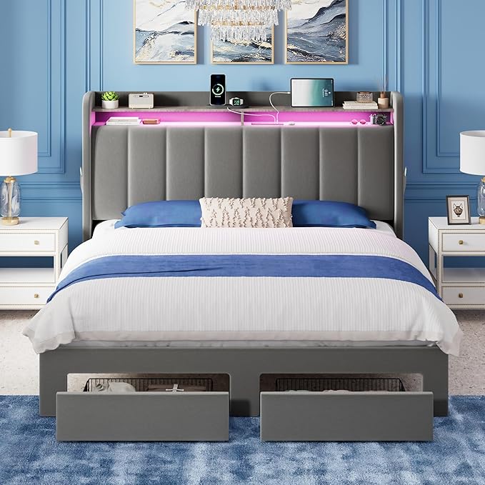 Allewie Velvet Vertical Tufted Queen Upholstered Platform Bed Frame - Image 3
