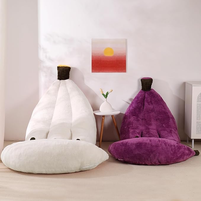 Banana Bean Bag Chair with Ottoman, Floor Sofa Bed with Footrest, Comfy - Image 8