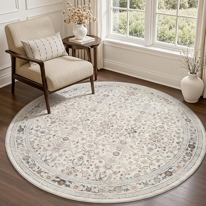 MontVoo-Vintage Area Rug 6X6 Beige Rugs by MontVoo