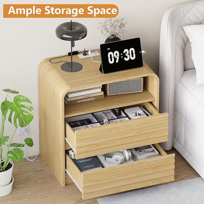 24" Wide Modern Fluted Nightstand - Image 4