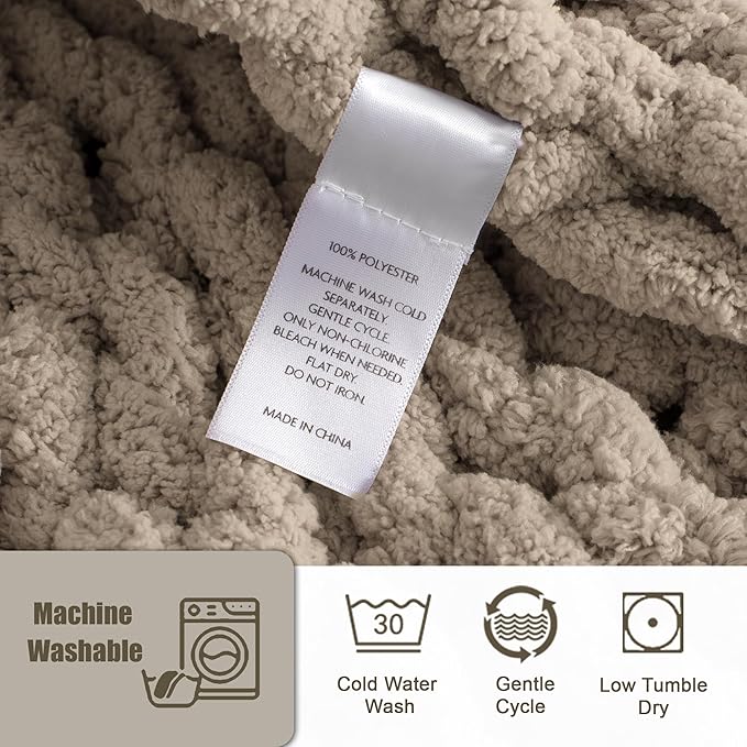 Chunky Knit Throw Blanket 50"X 60", 100% Handmade - Image 5