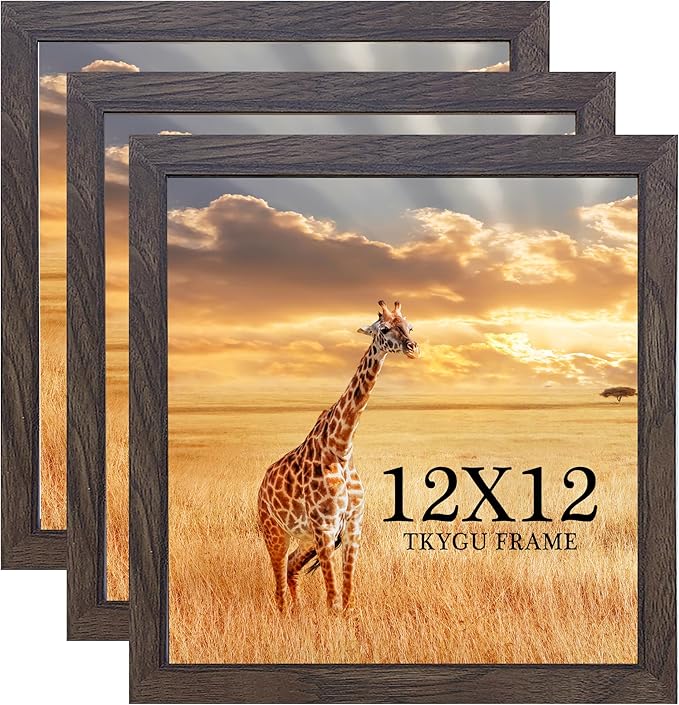 TKYGU 12x12 Picture Frame Set of 3, walnut Wooden Frame 12by12 Square Wall by TKYGU