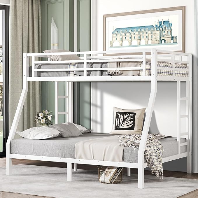 Twin Over Full Bunk Bed Frame, Heavy Duty Metal Loft Bed by Unknown