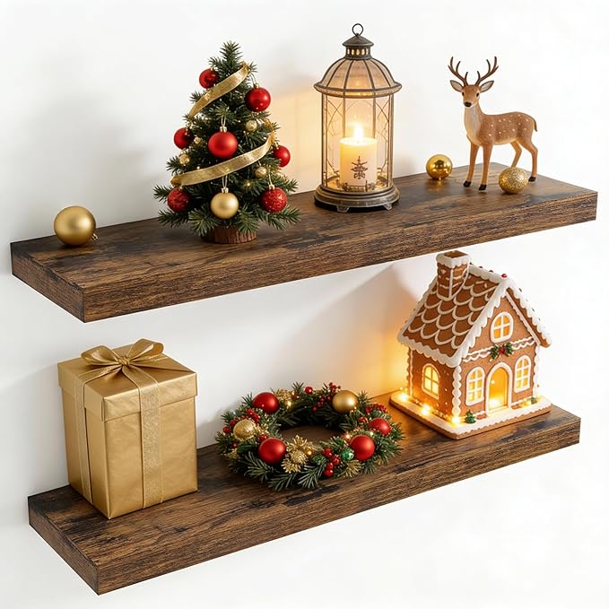 36 Inch Floating Shelves for Wall, 8 Inch Deep Floating Shelf for Storage & by Axeman