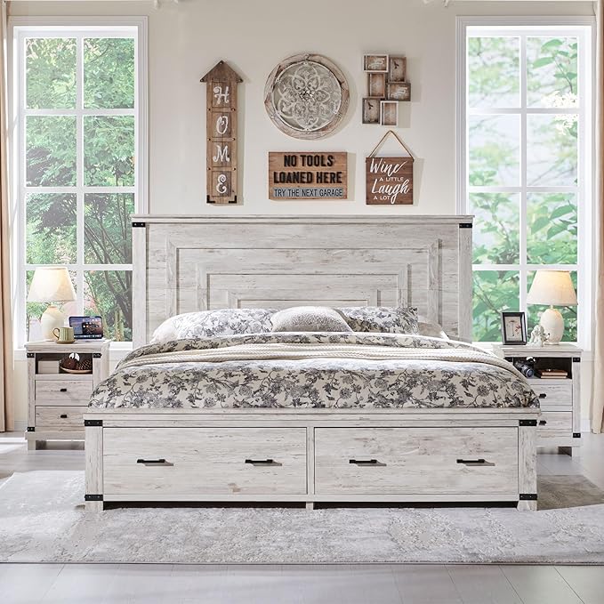 T4TREAM Farmhouse King Size Bed Frame - Image 4