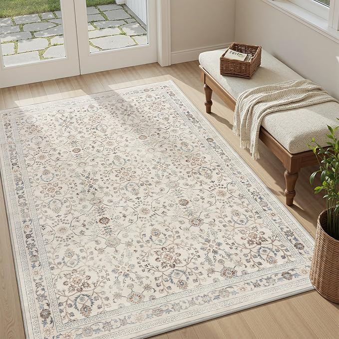 MontVoo-Vintage Area Rug 3x5 Beige Rugs by MontVoo