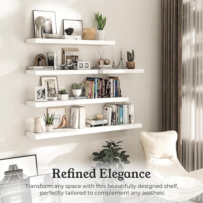 Floating Shelves for Wall, 7.9" Deep Wall Mounted Wood Shelves for Bathroom - Image 5