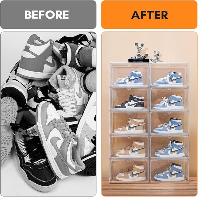 4 PACK XXL Shoe Storage Boxes Clear Stackable Acrylic Shoe Organizer - Image 5