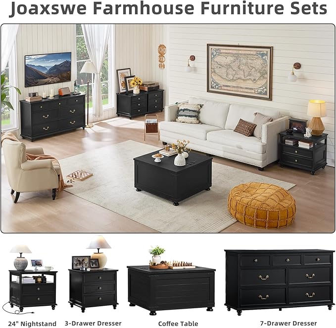 24" Wide Farmhouse Nightstand Set of 2, Farmhouse Furniture Series - Image 4