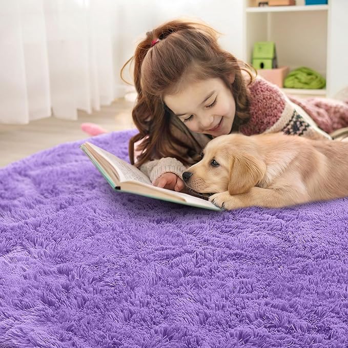 OLANLY Purple Round Rugs for Bedroom - Image 4