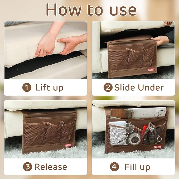 HAKACC Bedside Storage Organizer, Remote Control Holder, Bed Pockets Bedside - Image 3