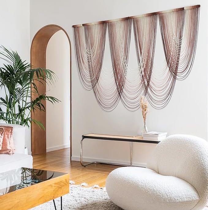 IOWER Macrame Wall Hanging Pink Dip-Dyed Large Macrame Wall Decor - Image 3