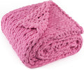 Chunky Knit Throw Blanket 60"X 80", 100% Handmade by LONGCREATE