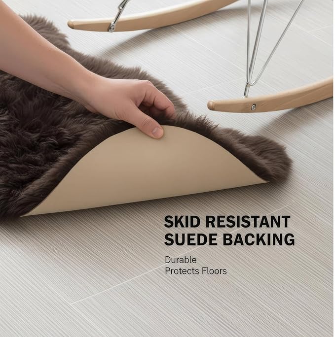 Genuine Dark Brown Sheepskin Rug 2x3 ft, Real Fluffy Single Pelt Fur Accent Rug - Image 6