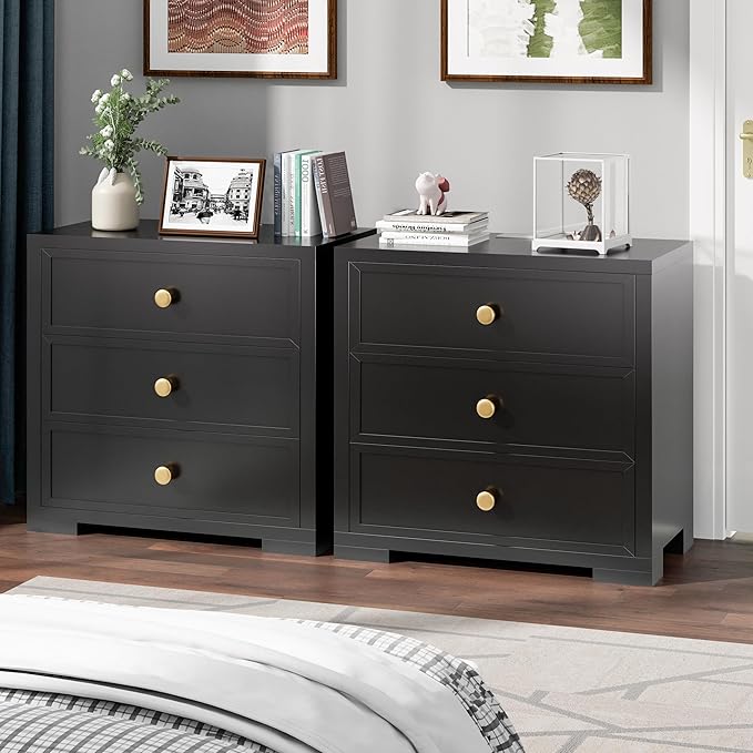 COWMOU Nightstand with Drawers 3 Drawer Night Stand with Charging Station - Image 4