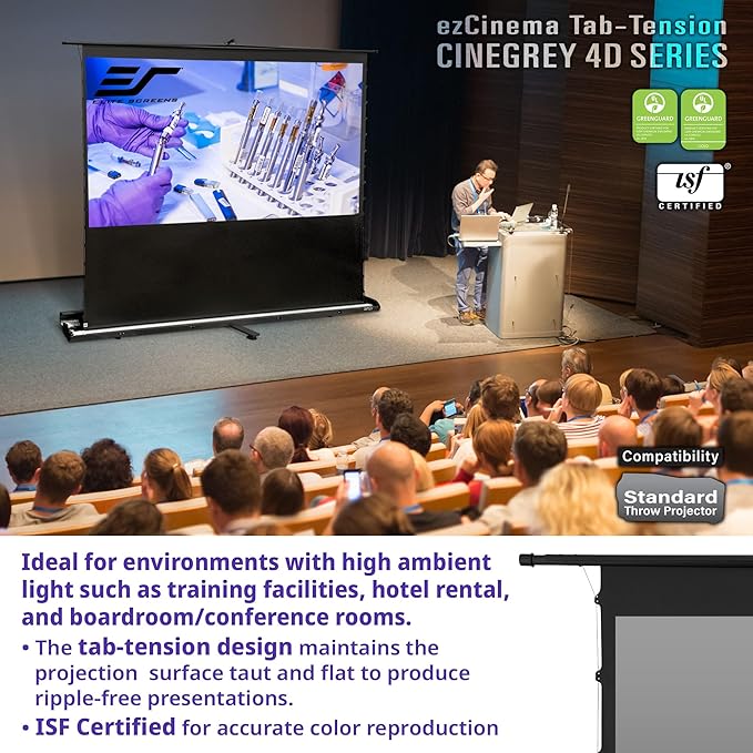 Elite Screens ezCinema Tab-Tension CineGrey 4D, 121-inch 16:9, Manual Floor - Image 2