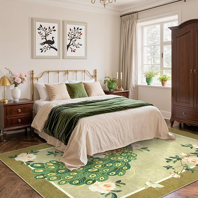 Lahome Peacock Area Rugs 8x10, Soft Washable 8x10 Rugs - Image 4