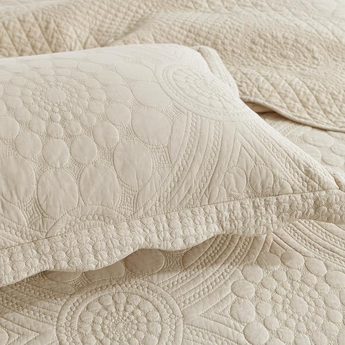 MarCielo 3-Piece 100% Cotton Oversized Bedspread Lightweight Quilt Coverlet - Image 9