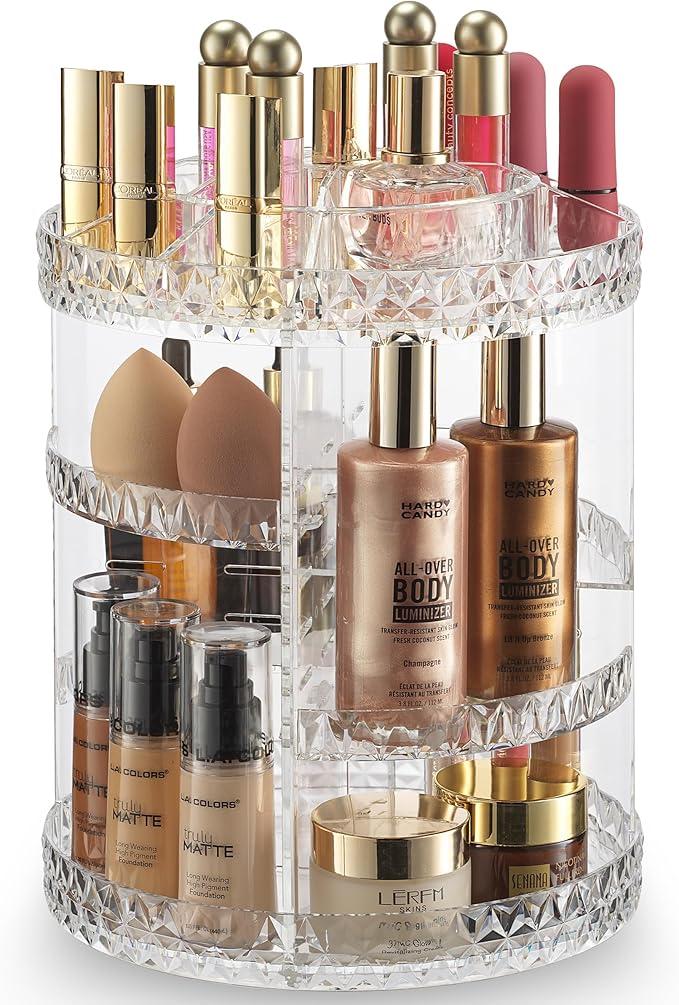 360 Rotating Makeup Organizer Diamond Design by Masirs