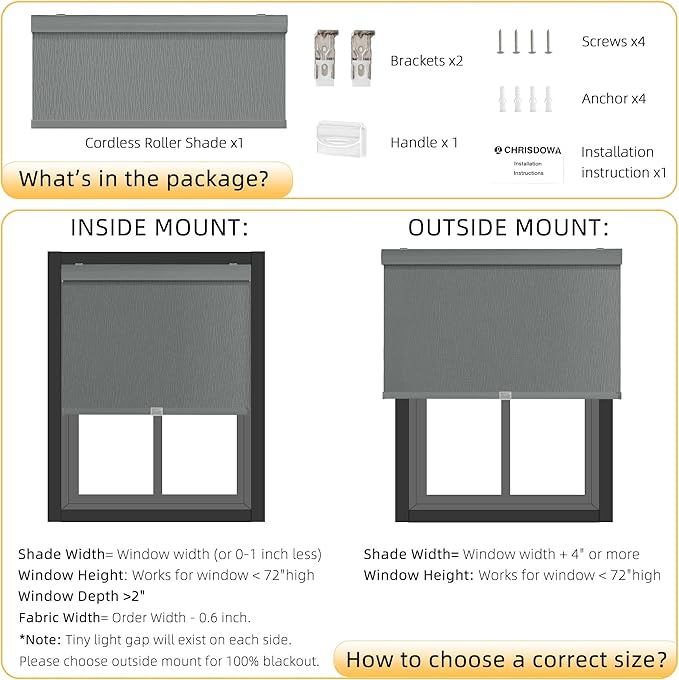 ChrisDowa Cordless Blackout Roller Shades - Image 5