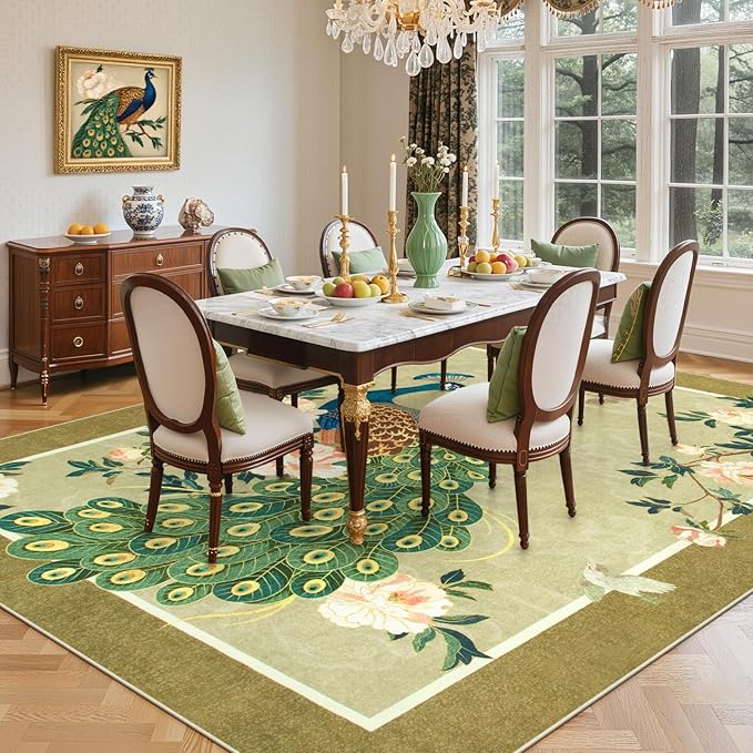 Lahome Peacock Area Rugs 8x10, Soft Washable 8x10 Rugs - Image 3