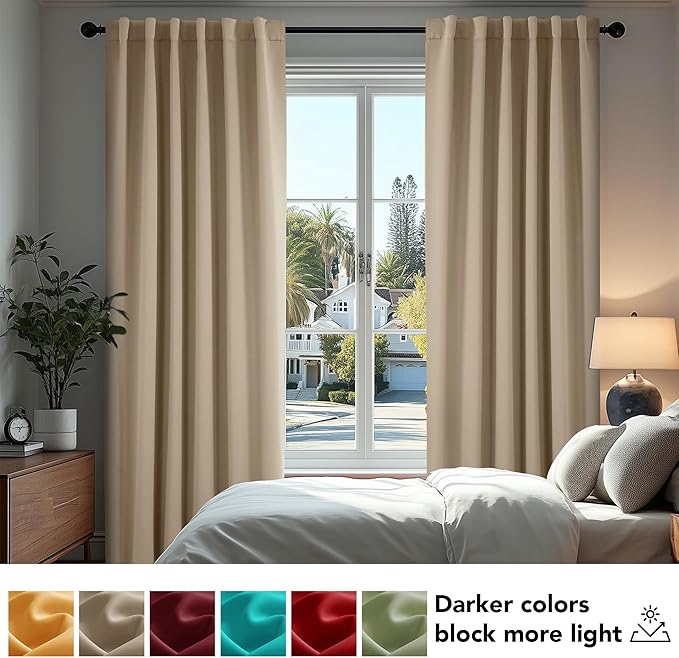 Deconovo Blackout Curtains, Thermal Insulated, W42 x L84 2 Panels, Back Tab - Image 4