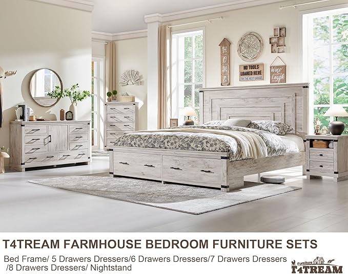 T4TREAM Farmhouse Queen Size Bed Frame - Image 3