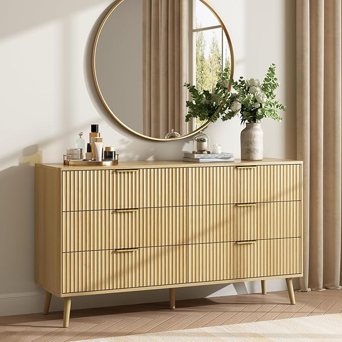CARPETNAL Fluted 6 Drawer Dresser - Image 7