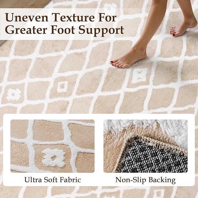 Beige 6x9 Area Rug Moroccan Shag Living Room Washable Carpet Soft Non Shedding - Image 2