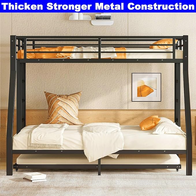 Upgraded Version Thicken Stronger Metal Heavy-Duty Twin Over Full Bunk Bed - Image 3