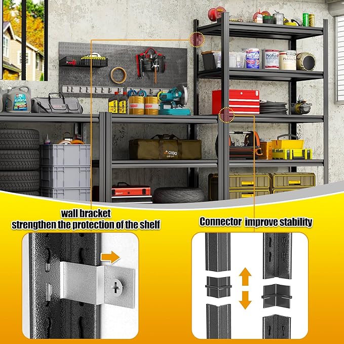 Storage Shelves, Garage Metal Shelving Unit, Adjustable, Double-Layer Column - Image 6