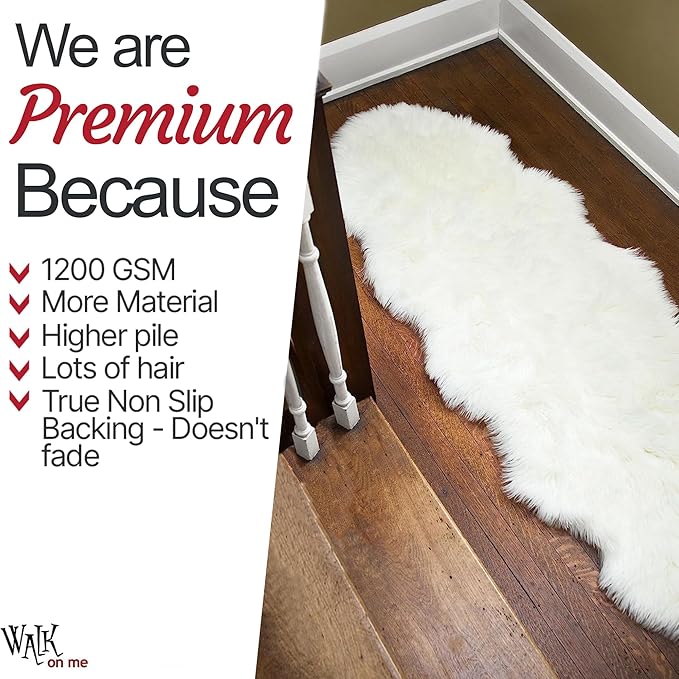Walk on Me White Double Pelt Faux Fur Sheepskin Rug: Ultra Soft, Super Thick - Image 6