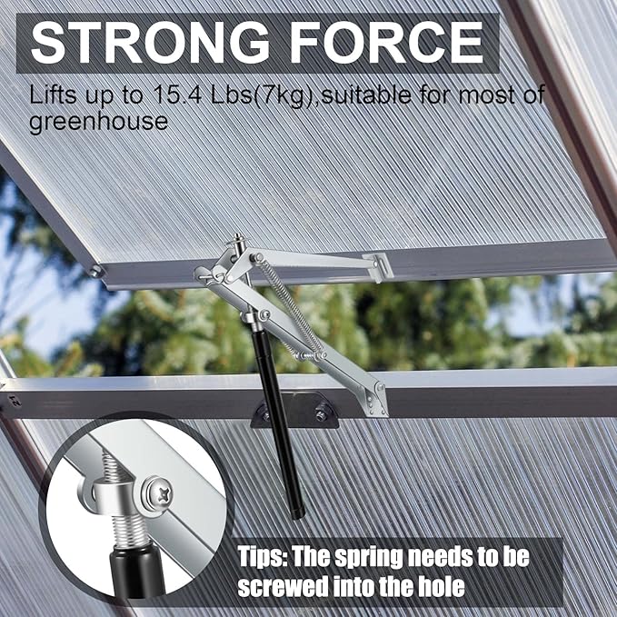 Amylove 4 Pcs Dual Spring Automatic Roof Vent Opener Greenhouse Accessories - Image 4