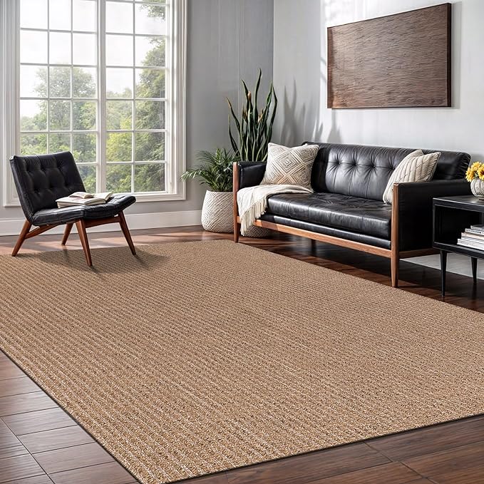 Easy Jute Rug 8x10 Indoor Outdoor Natural Rugs Solid Fiber Rug Woven Area Rug - Image 10