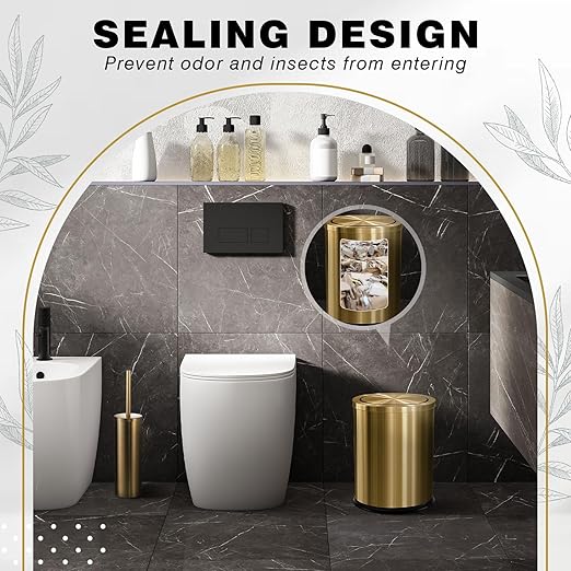 Maxdot 2 Pcs Gold Bathroom Trash Can - Image 4