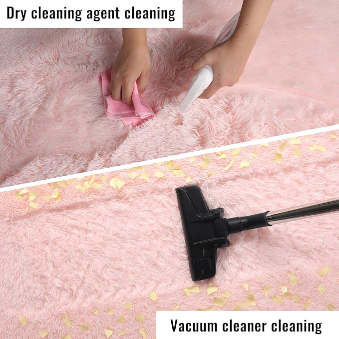 PAGISOFE Pink Fluffy Shag Machine Washable Area Rugs - Image 9
