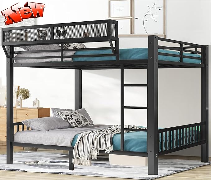 Upgraded Version Thicken Metal Heavy-Duty Queen Over Queen Bunk Bed by Unknown
