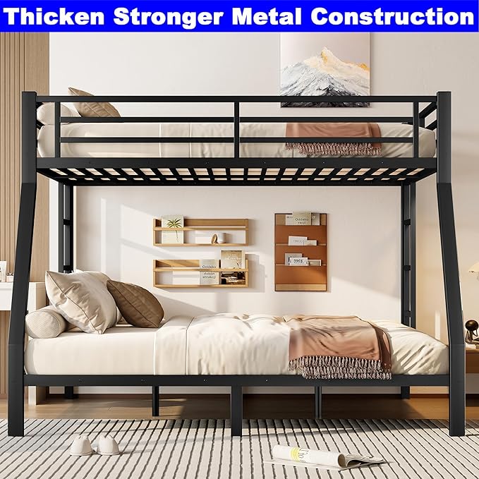 Upgraded Version Thickened Metal Heavy-Duty Queen Over King Bunk Bed, Best - Image 3