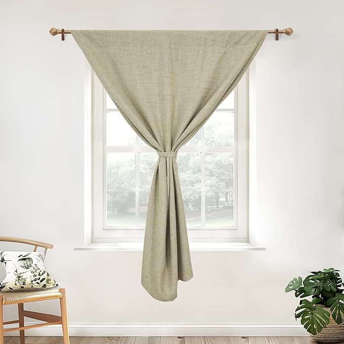 DriftAway Double Layer Linen Blackout Tie Up Curtains Thermal Insulated Fully - Image 6